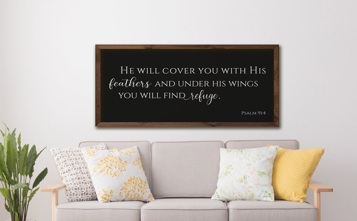 He Will Cover You With His Feathers Psalm 91 Verse 4 Sign Poster
