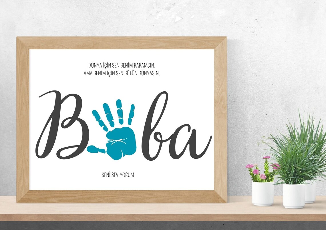Gift Baba Handprint Template, Fathers Day Gift