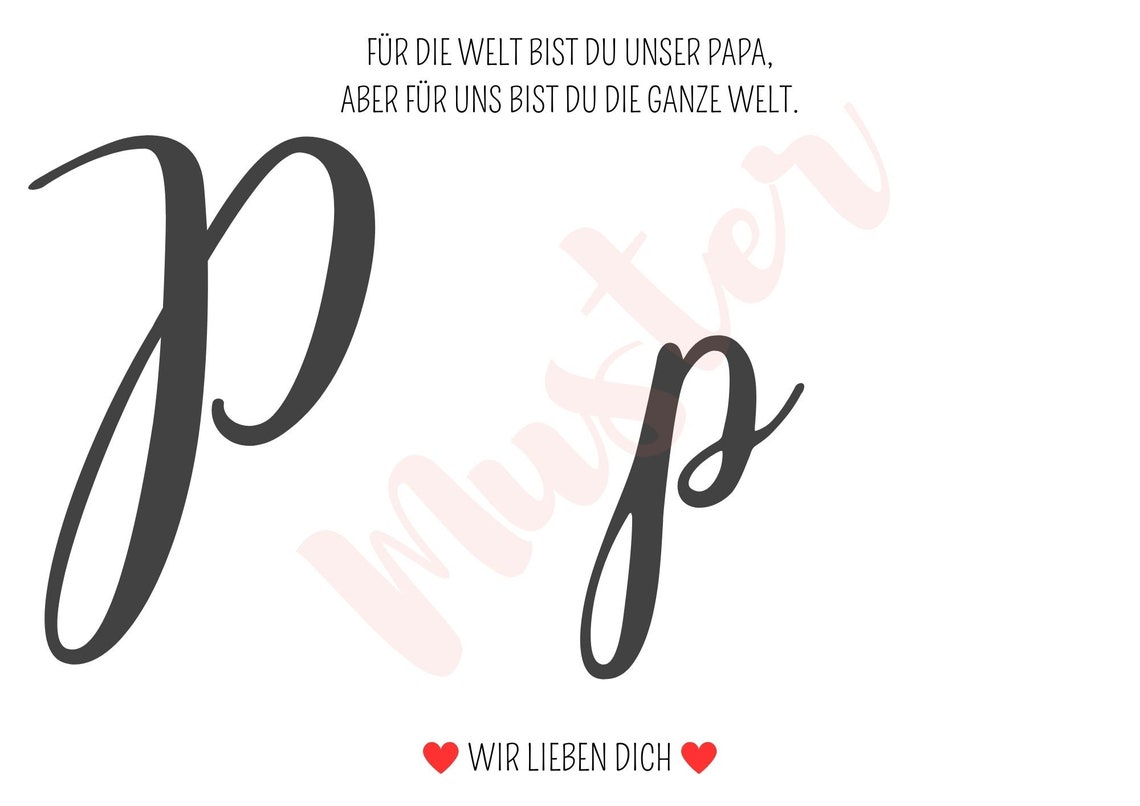 Pink and Blue Handprint Papa German Father's Day Keepsake Art Poster - Image 3