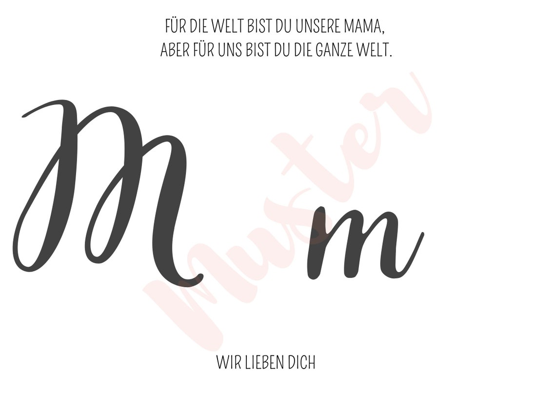 Handprint Mom Script German Mother's Day Keepsake Quote Art Poster - Image 3