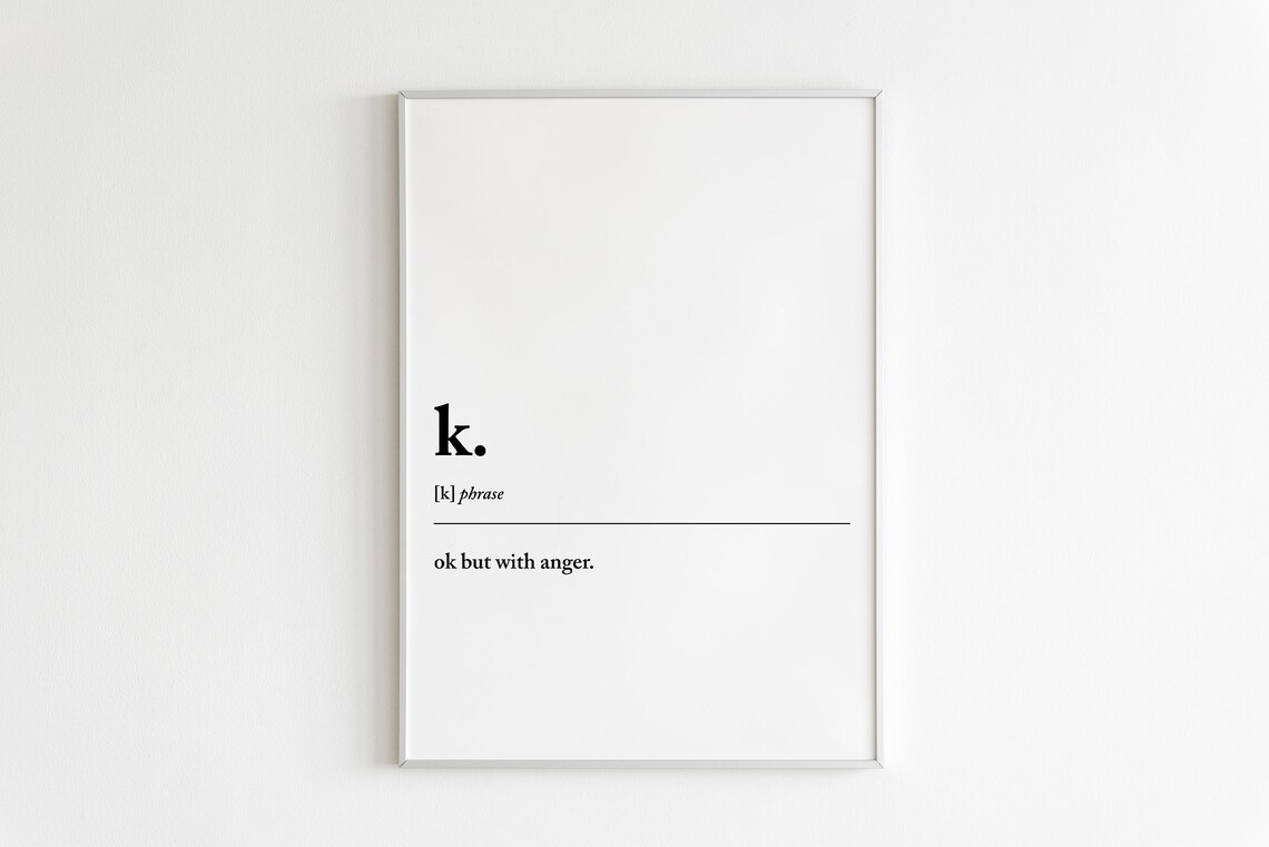 Funny K Definition, Minimalist Dorm Room Decor - Image 2