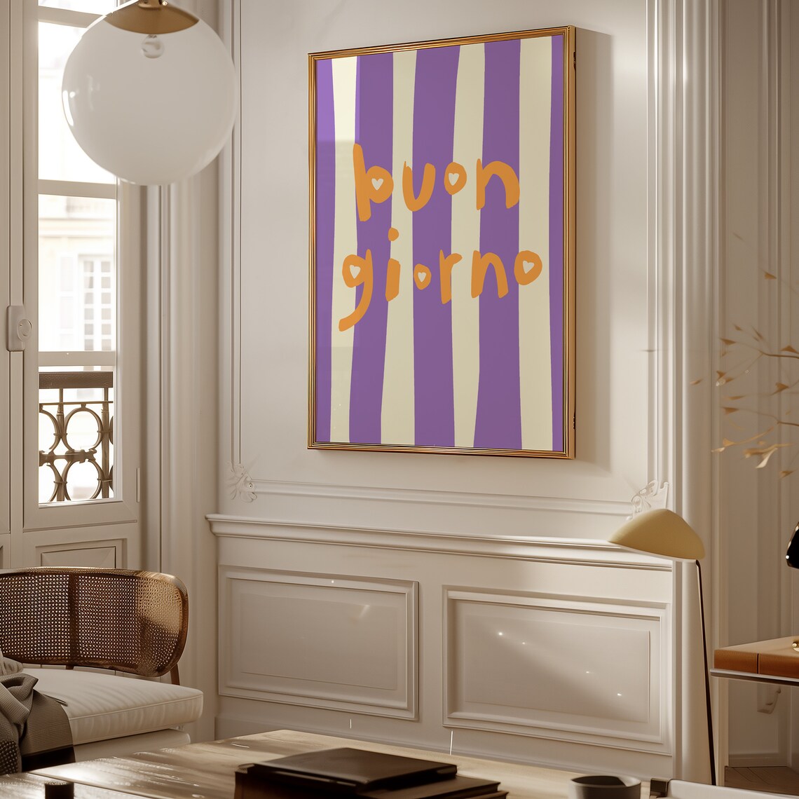 Buon Giorno Striped Italian Good Morning Colorful Typography Poster - Image 2