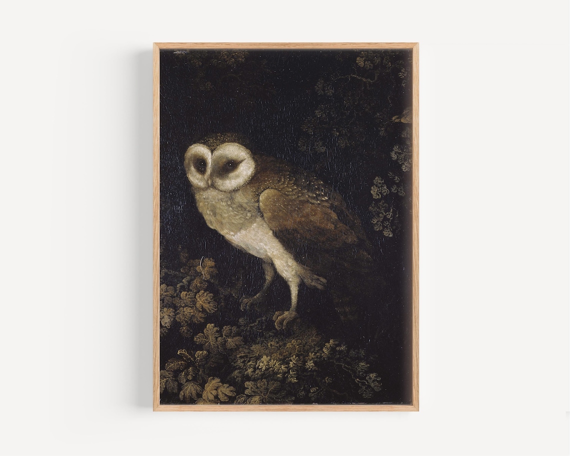 Vintage Owl Art Print, Nocturnal Bird Decor