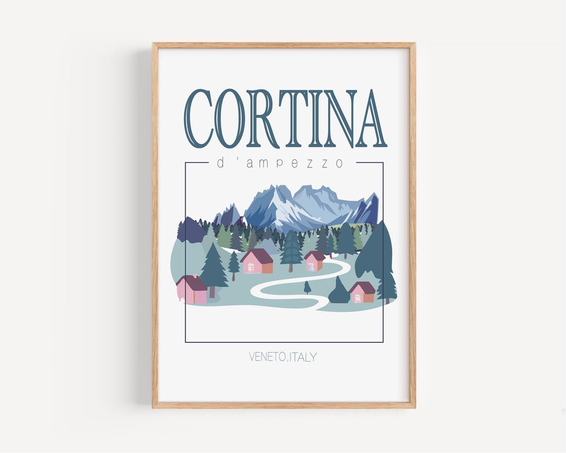 Cortina d'Ampezzo Winter Mountain Landscape Art Print