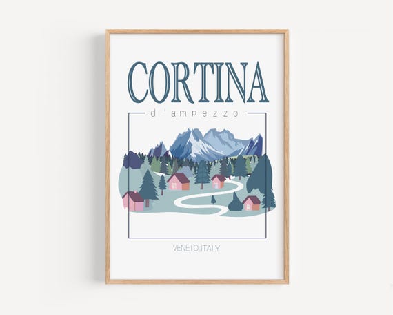 Cortina d'Ampezzo Winter Mountain Landscape Art Print