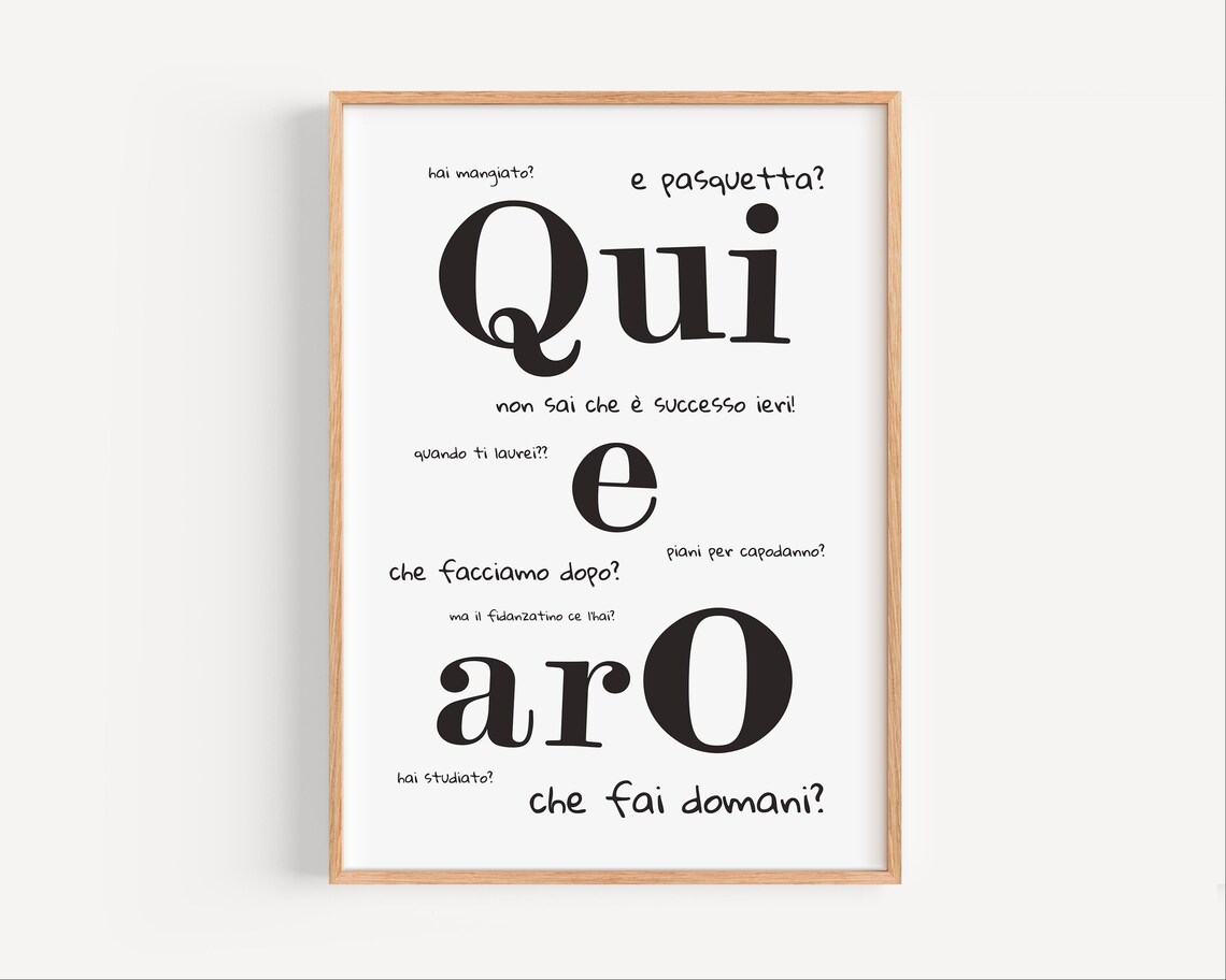 Italian Quote, Minimalist Typography for Kitchen