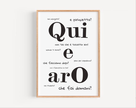 Italian Quote, Minimalist Typography for Kitchen