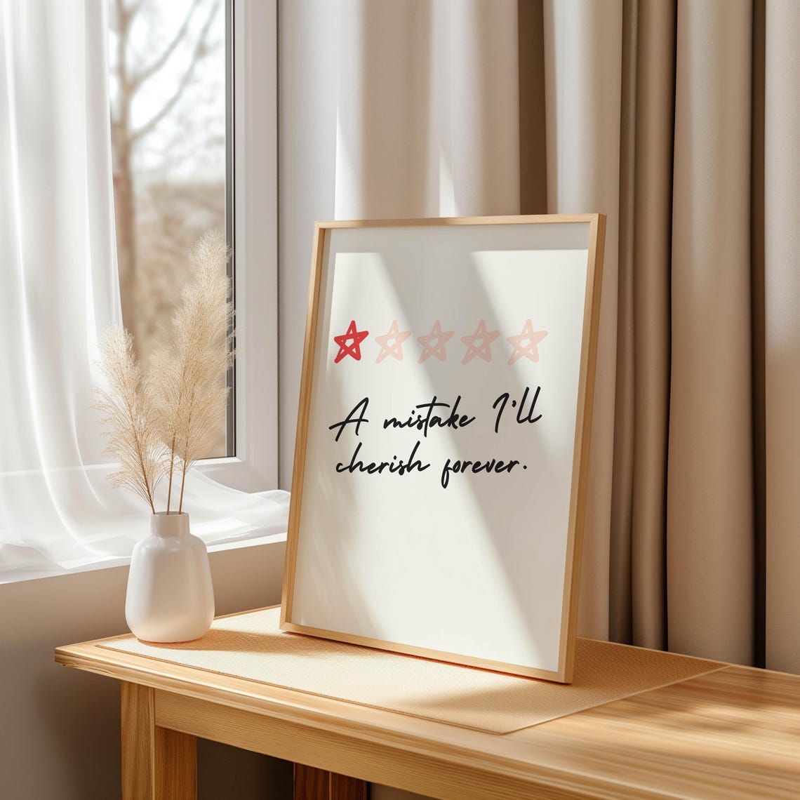 One Star Quote A Mistake Ill Cherish Forever Funny Minimalist Wall Art Instant Poster Modern Home Decor Gift - Image 2
