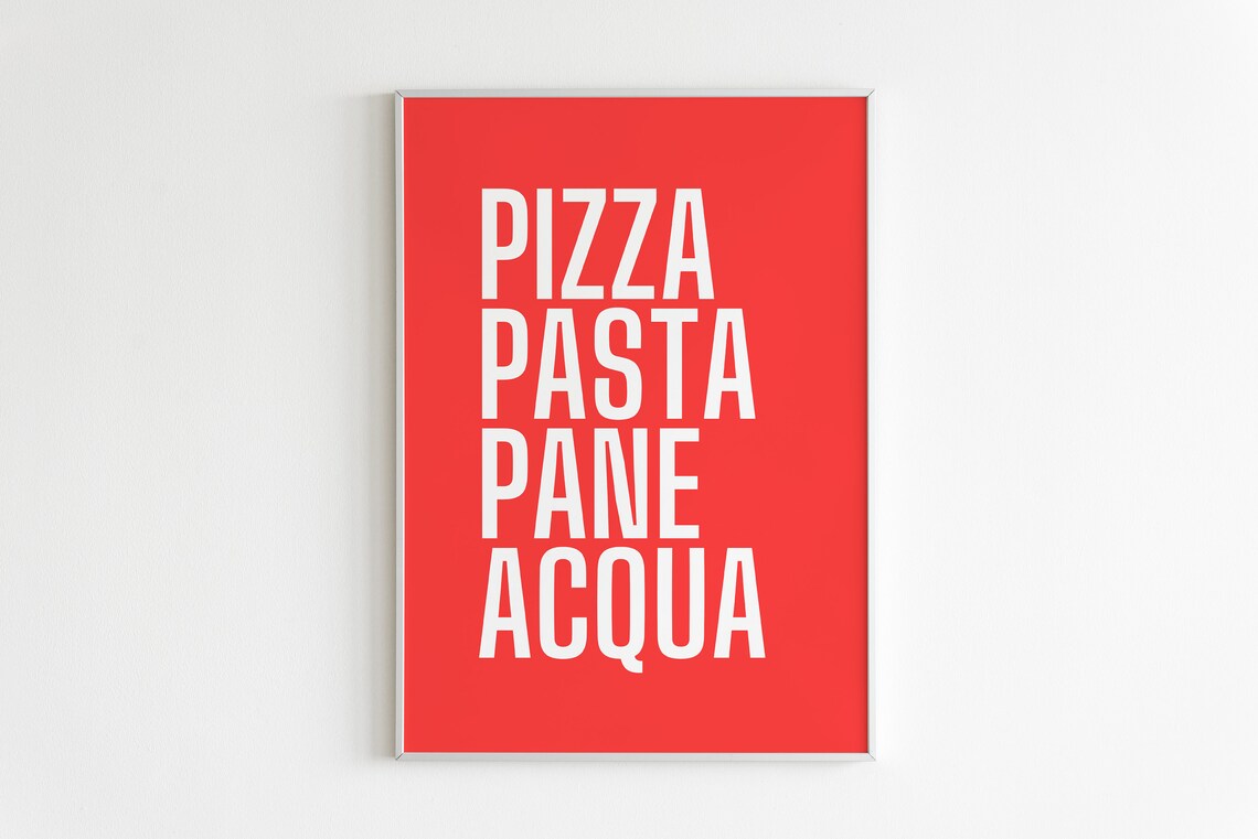 Italian Pizza Pasta Pane Acqua Art Print - Image 2
