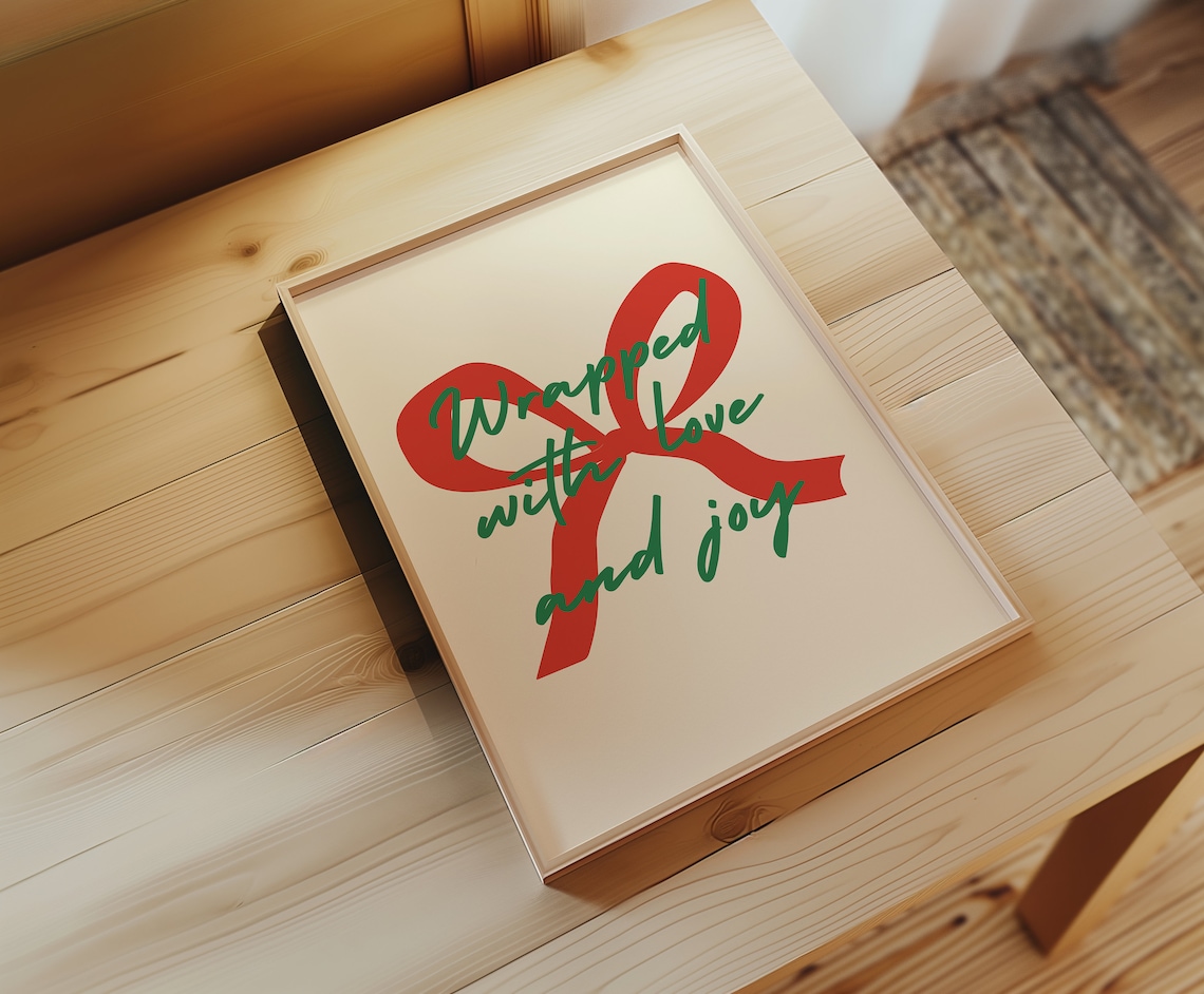 Wrapped With Love And Joy Christmas Typography Art