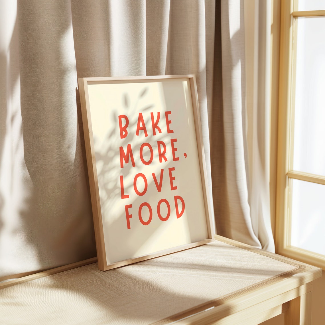 Bake More Love Food Red Typography Baker Kitchen Wall Poster - Image 2