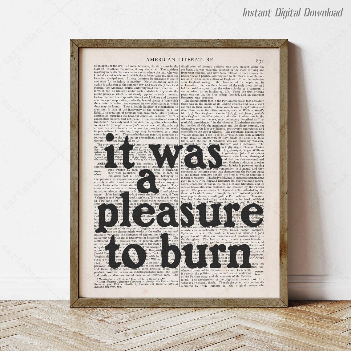 Ray Bradbury It Was A Pleasure To Burn Fahrenheit 451 Book Page Art Print
