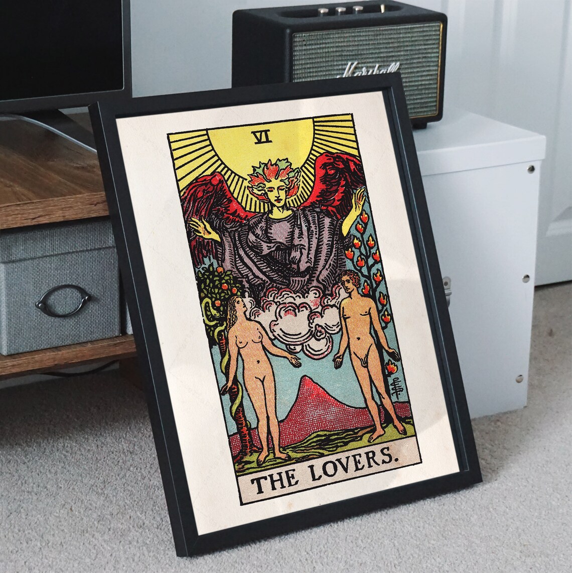 The Lovers Tarot Card VI Rider Waite Smith Vintage Tarot Poster - Image 2