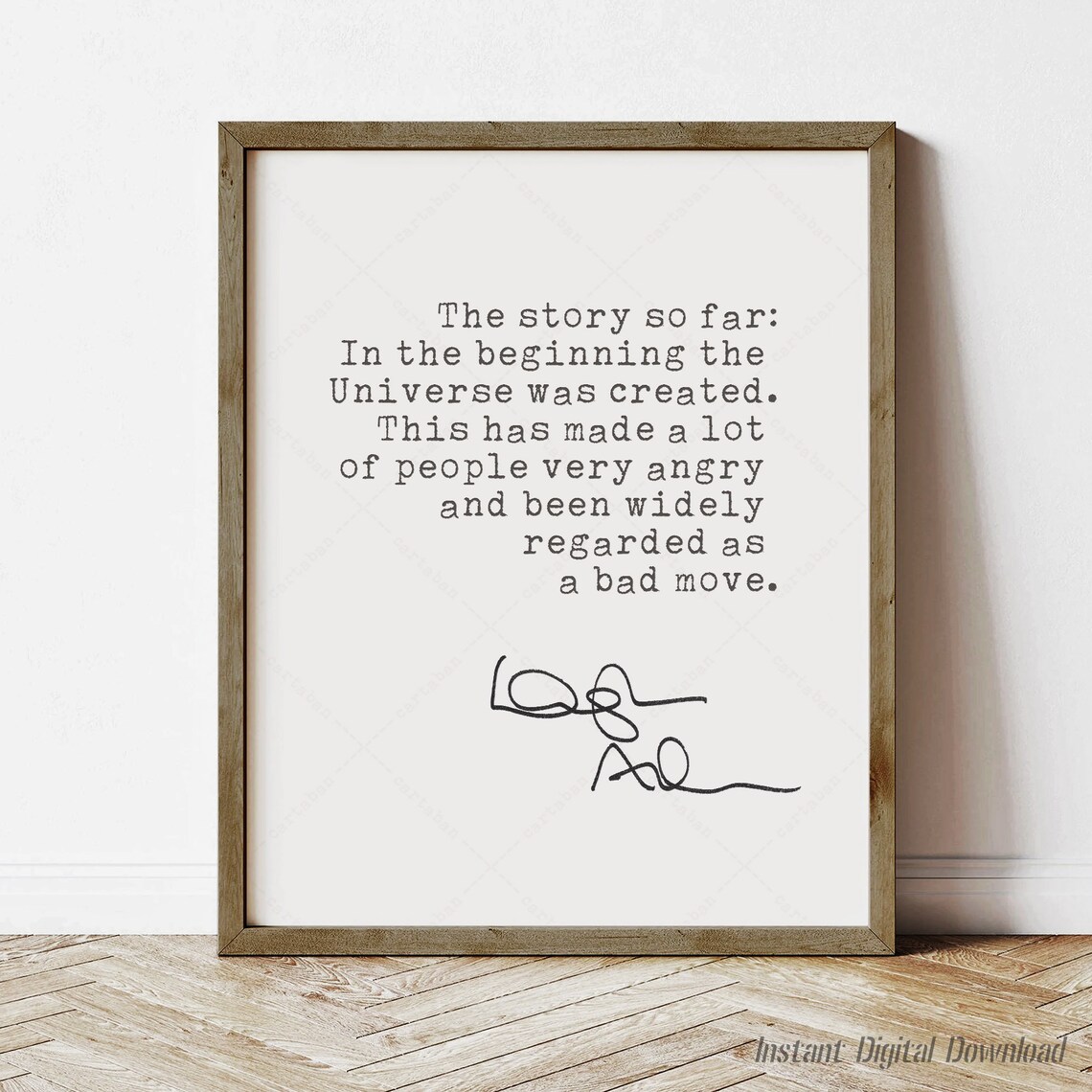 Douglas Adams Quote, Restaurant Universe Poster