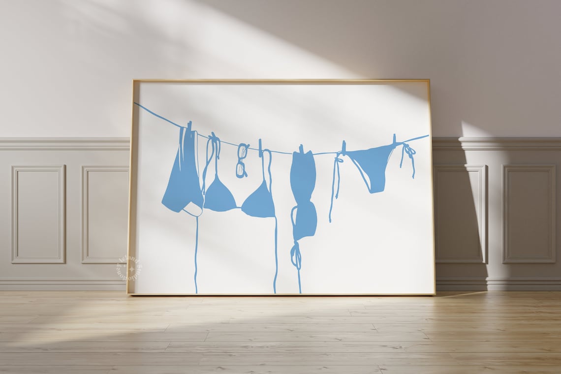 Blue Bikini Sun Drying In The Sun Poster