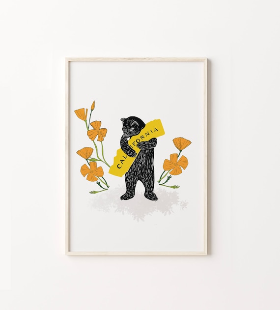I Love Bear Hug Poppy Illustration Art Print