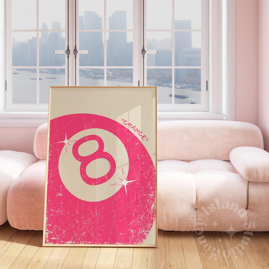 8 Ball Pink Retro Art Print, Bar Cart Decor