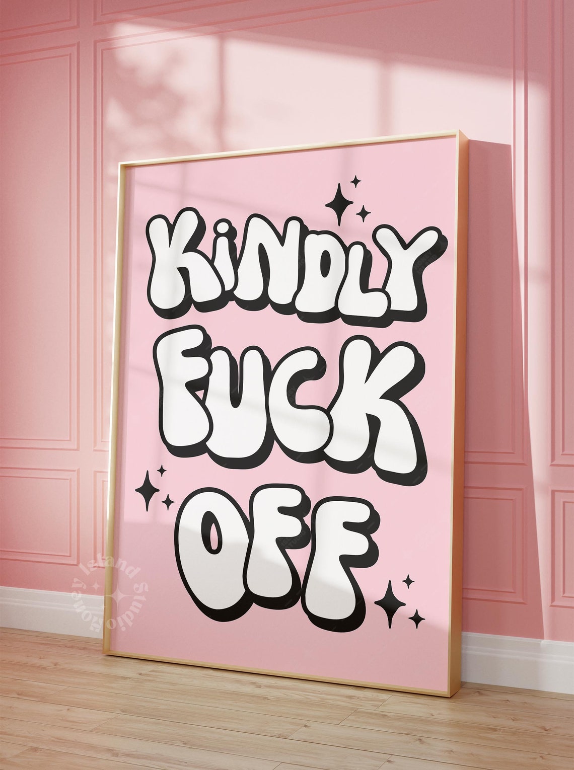 Kindly Fuck Off Pink Groovy Retro Typography Sassy Funny Print