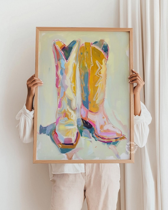 Cowgirl Boots Painting, Western Wall Art Print