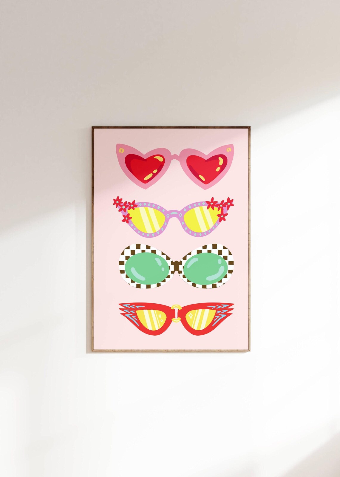 Retro Sunglasses Fashion Poster, Vintage Home Decor