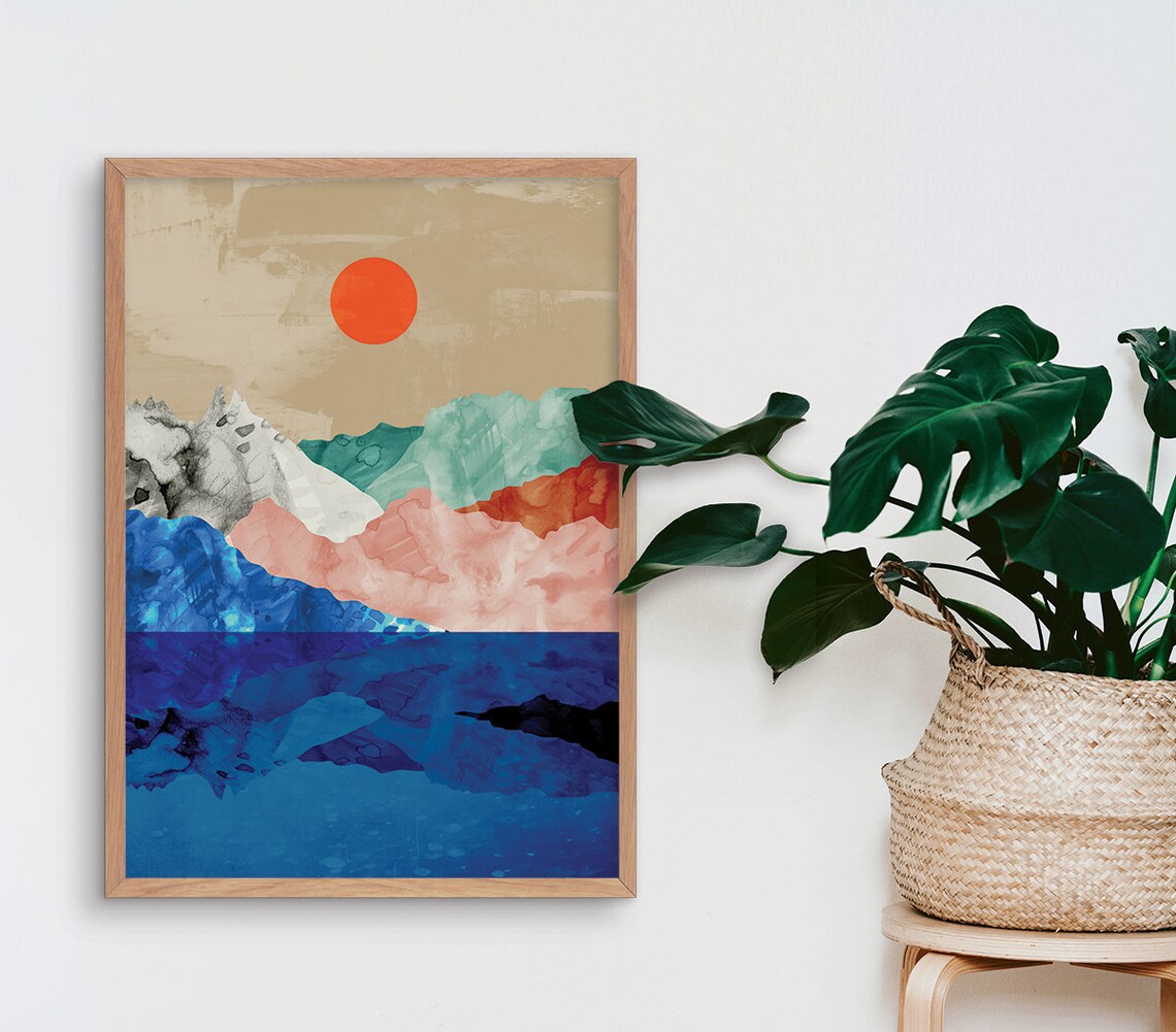 Mountains And Sea Art Print, Home Office Decor - Image 4