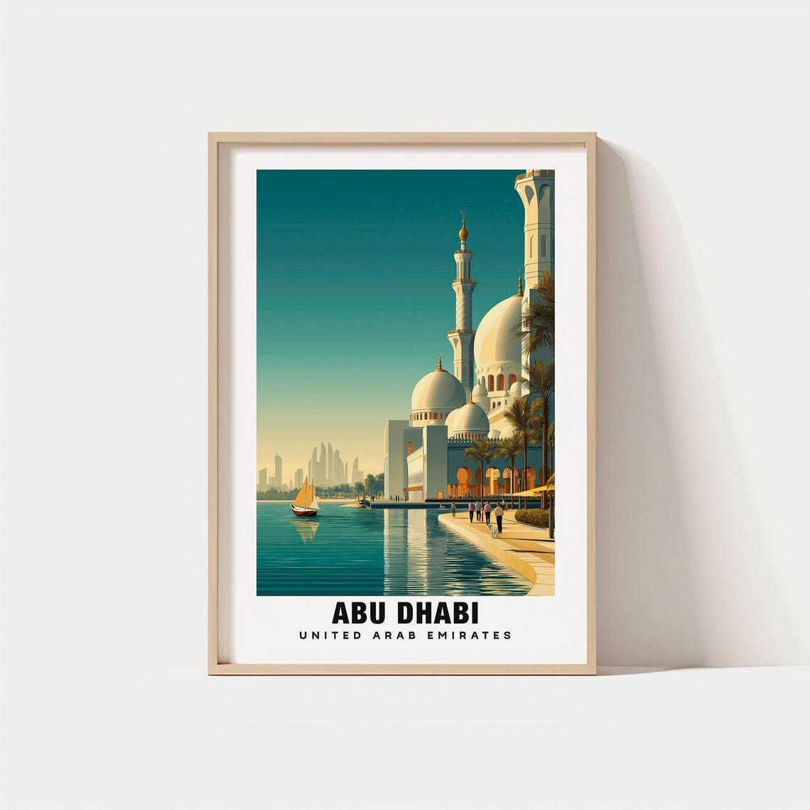 Sheikh Zayed Grand Mosque Abu Dhabi UAE Waterfront Dusk Poster