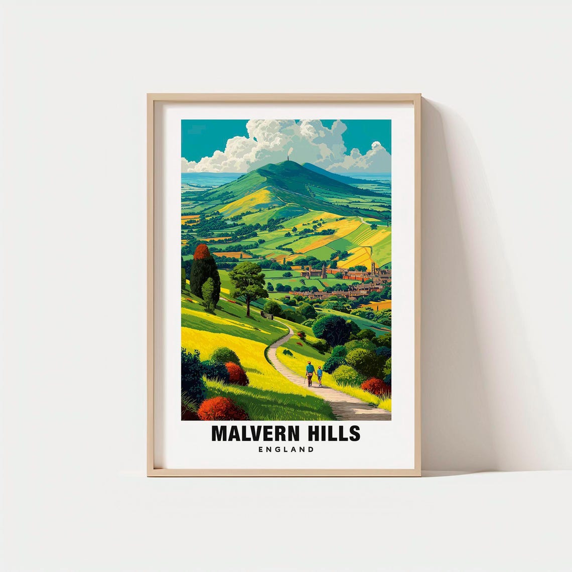 Malvern Hills England Green Ridge Walking Path Valley View Poster