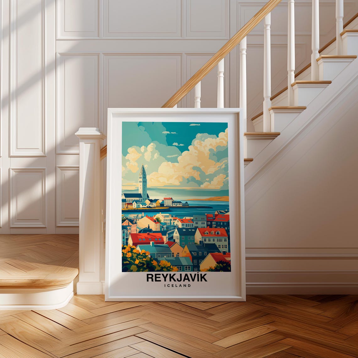 Reykjavk Print Iceland Poster Travel Wall Art Cityscape Print Scenic Art Nordic Decor Icelandic Landscape Travel Poster Urban Art