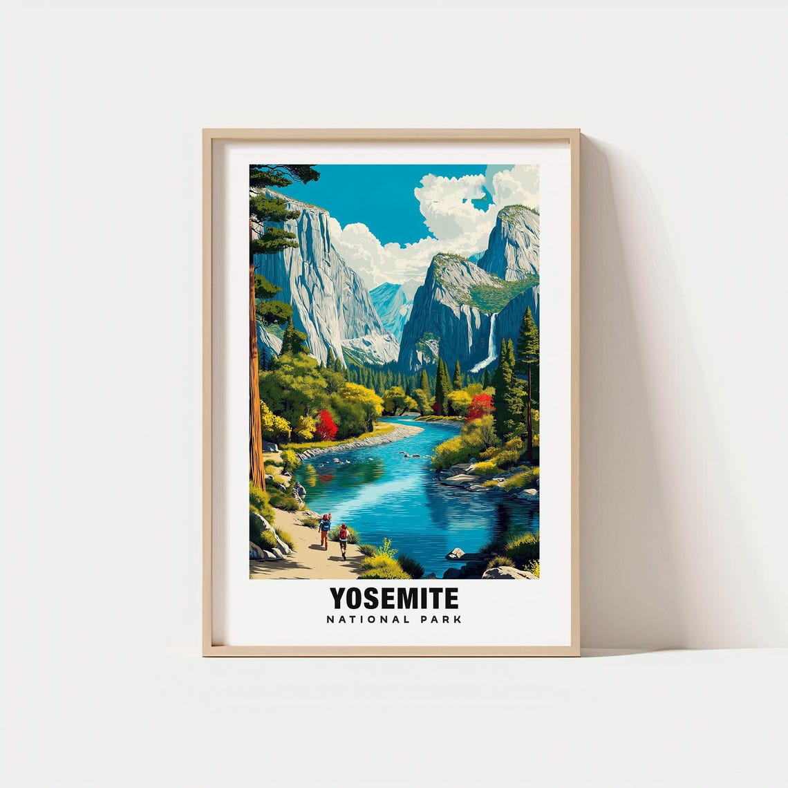 Yosemite National Park Granite Cliffs and River Valley Scene Poster