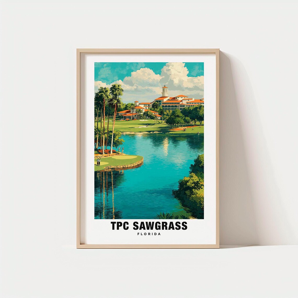 TPC Sawgrass Florida Golf Course Clubhouse Lakeside Travel Poster