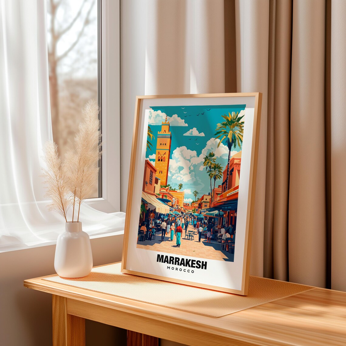 Marrakesh Morocco Travel Poster, Medina and Souks - Image 3
