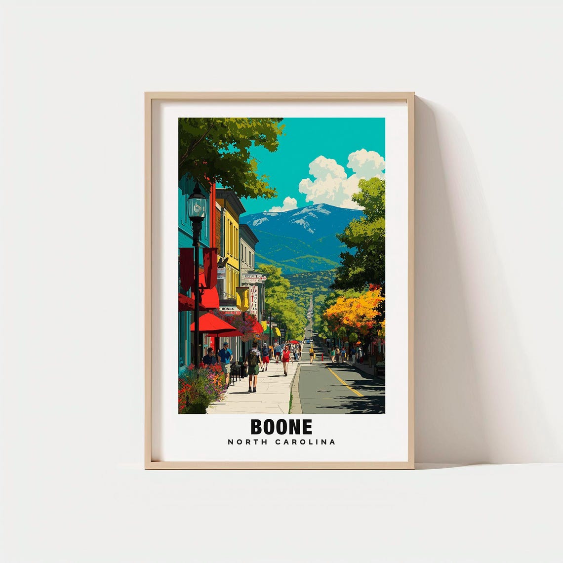 Boone North Carolina Downtown Street Mountain Backdrop Poster