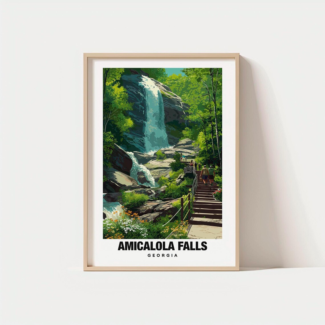 Amicalola Falls Georgia Waterfall Forest Hiking Travel Poster