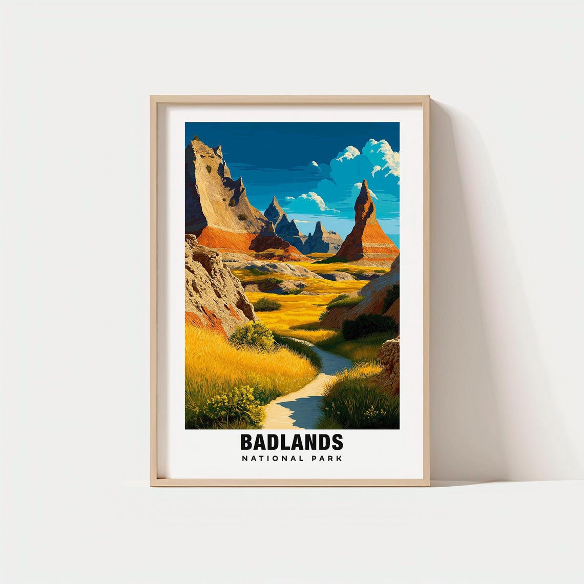 Badlands National Park Spires Golden Prairie Sunset Hues Poster