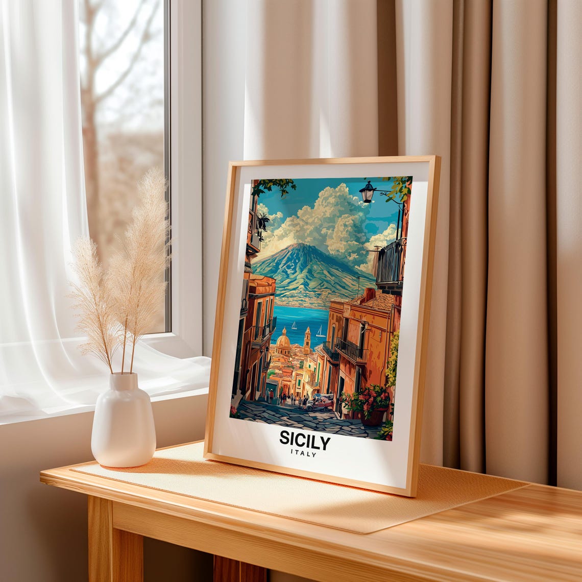 Sicily Travel Print Italy Travel Poster Sicily Travel Gift City Poster Italian Culture Sicily Poster - Image 3