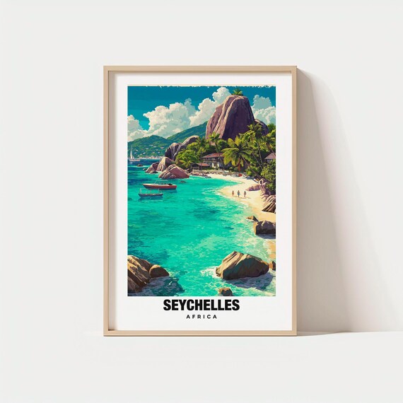 Seychelles Print Poster Views Beaches Islands Tropical Charm Beautyseychelles