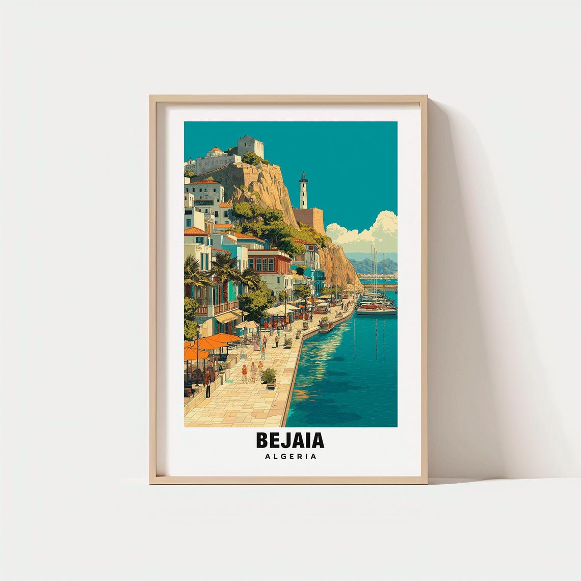 Bejaia Algeria Harbor Lighthouse Old Town Cliff Coast Poster