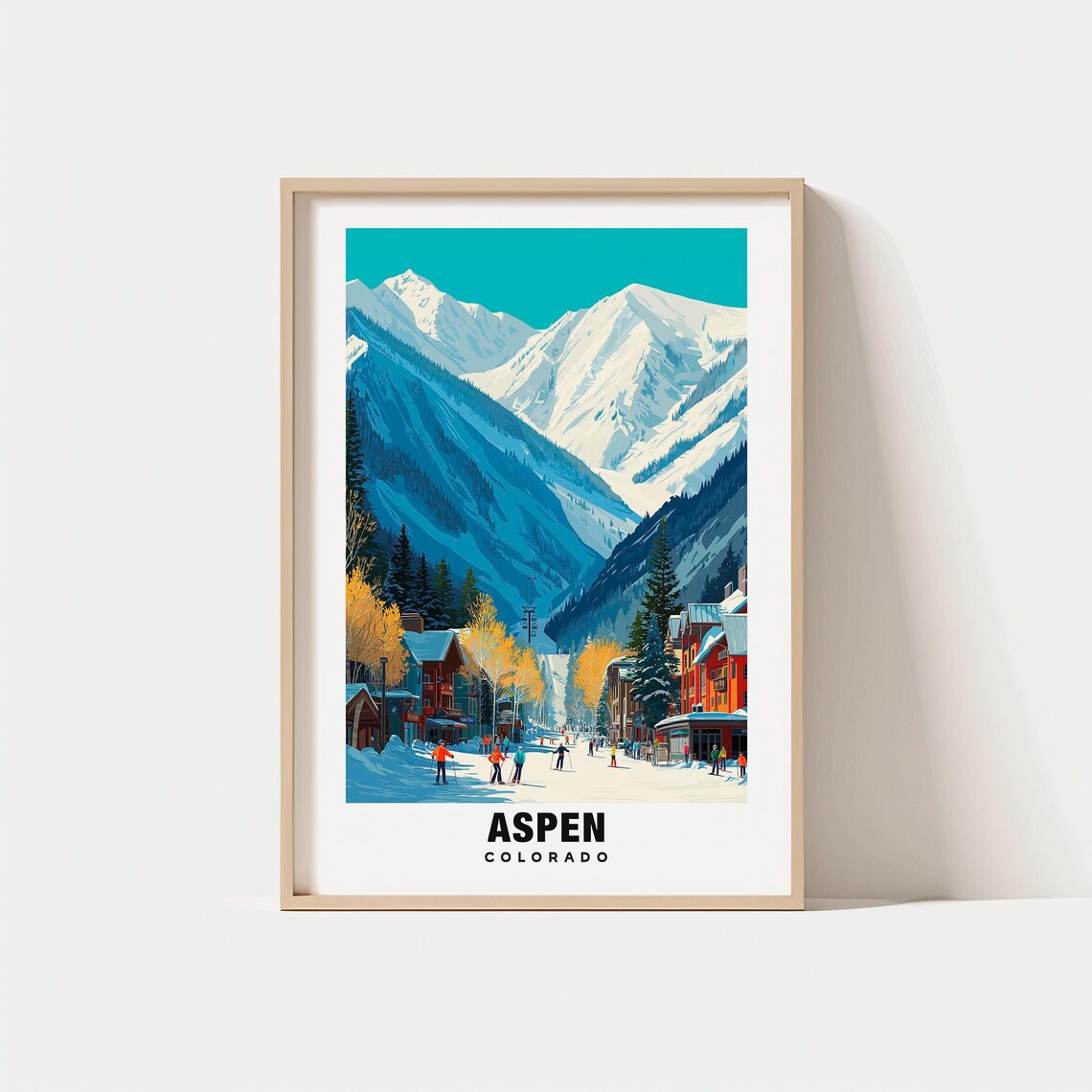 Aspen Colorado Ski Slopes Mountain Resort Winter Scene Poster