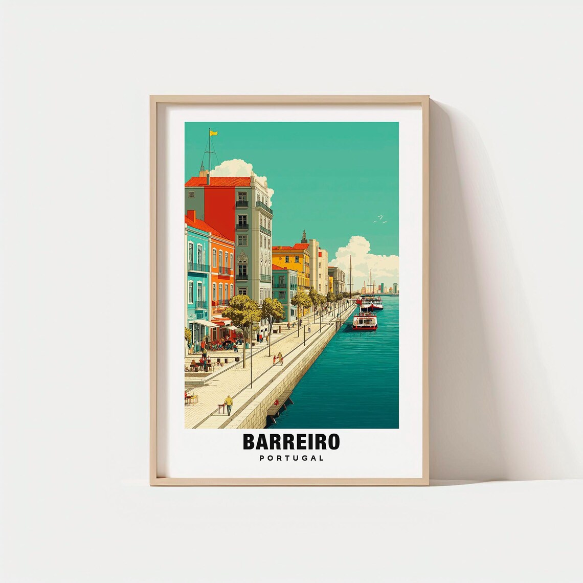 Barreiro Portugal Riverside Promenade Ferries Buildings Poster