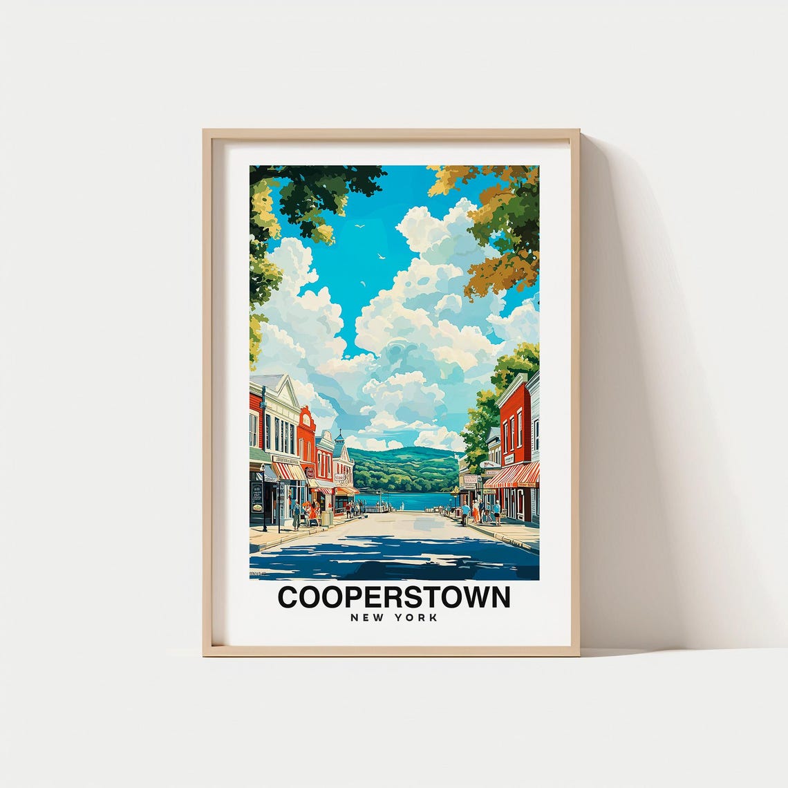 Cooperstown Print Usa Poster Travel Wall Art Scenic View Historic Landmark Baseball Hall Of Fame Upstate New York Nature Decor