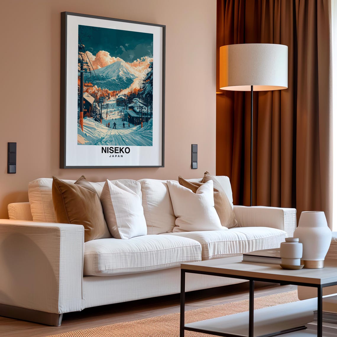 Niseko Print Travel Poster Japanese Art Ski Resort Scenic Mountains Snowy Landscape Winter Sports Vibrant Culture Hokkaido Charm - Image 4