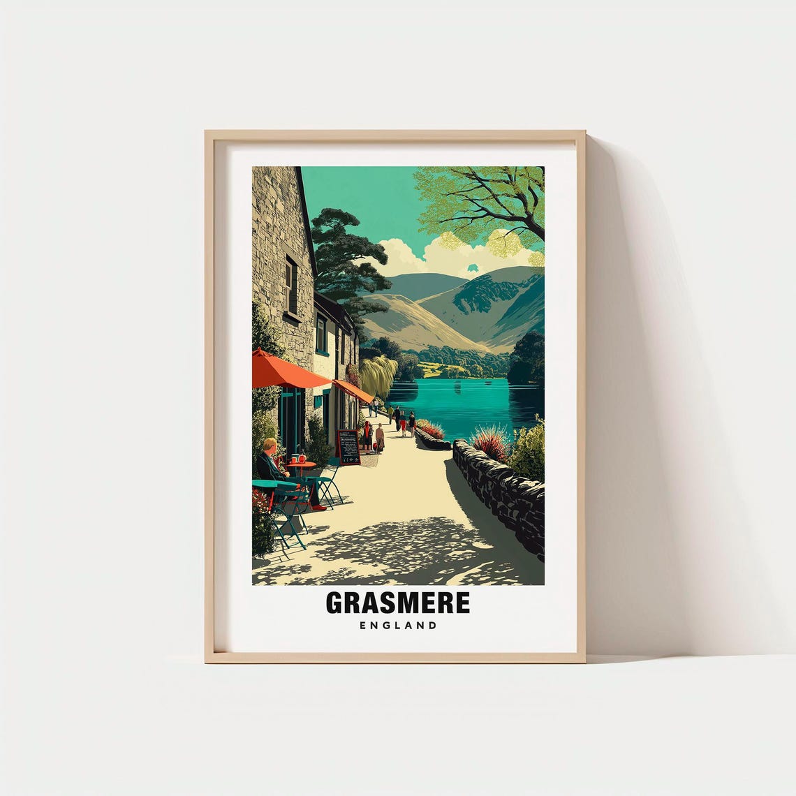 Grasmere England Lake District Village Lakeside Cafe Scene Poster