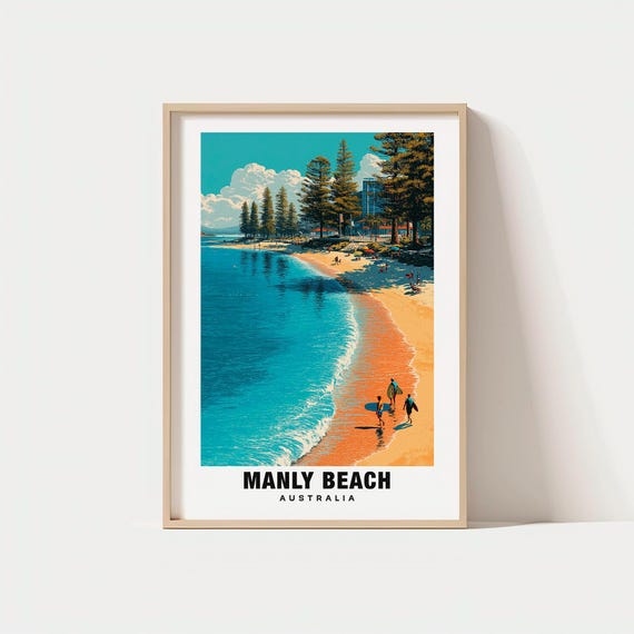 Manly Beach Print Australia Poster Views Art Charm Beauty Coastal Heritage