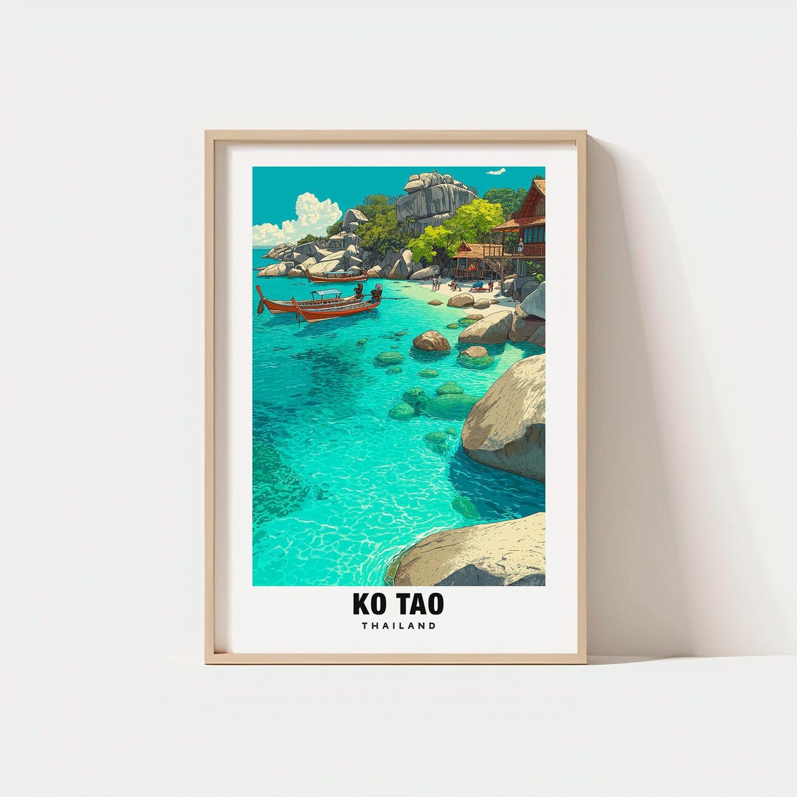 Ko Tao Thailand Tropical Island Beach Longtail Boat Travel Poster