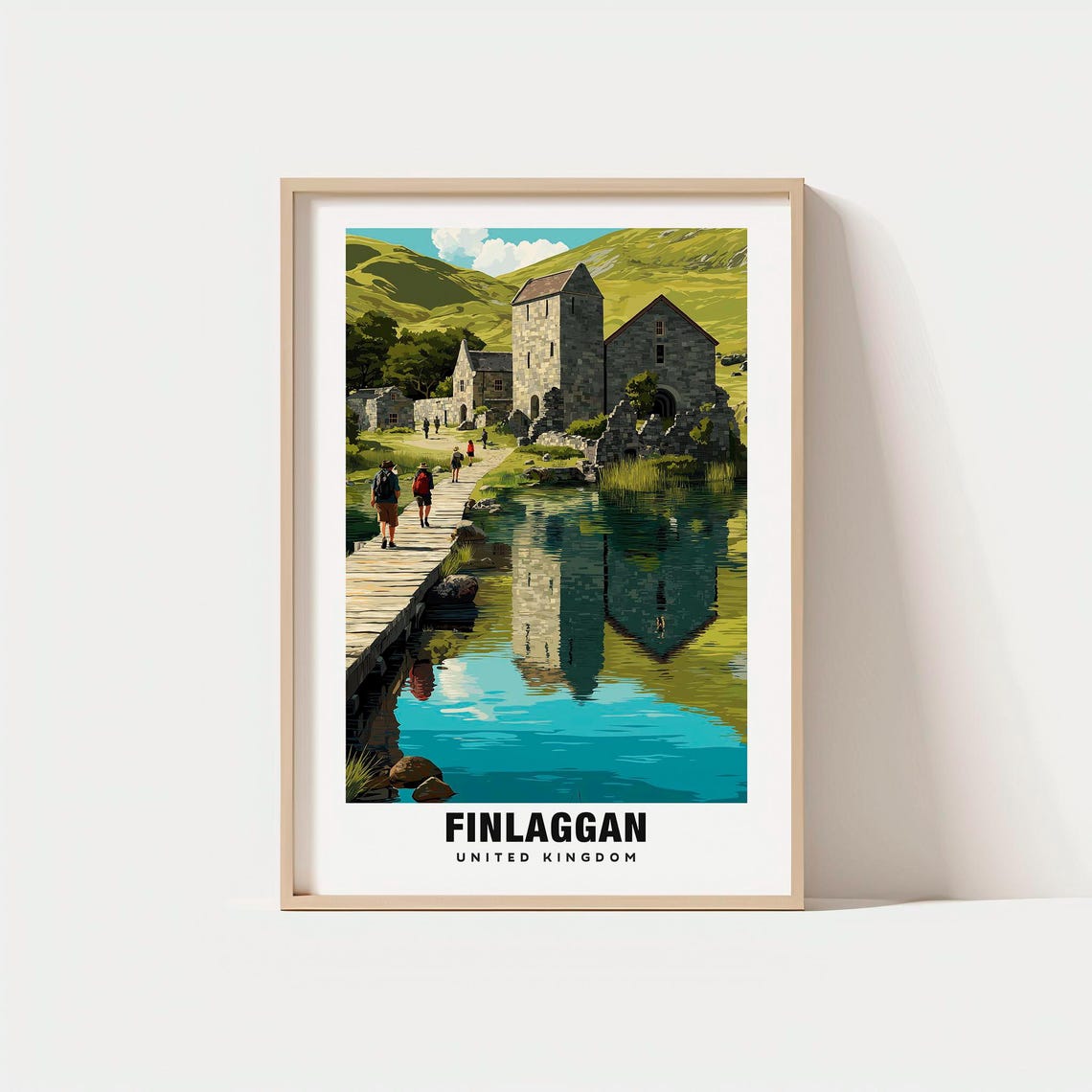 Finlaggan United Kingdom Castle Ruins Loch Reflection Travel Poster