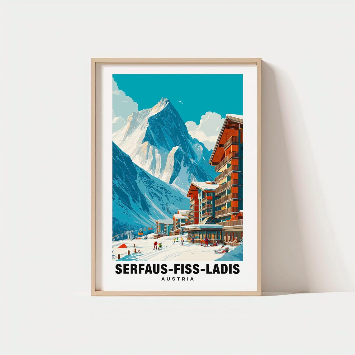 Serfaus Fiss Ladis Austria Retro Alpine Ski Resort Snow Poster