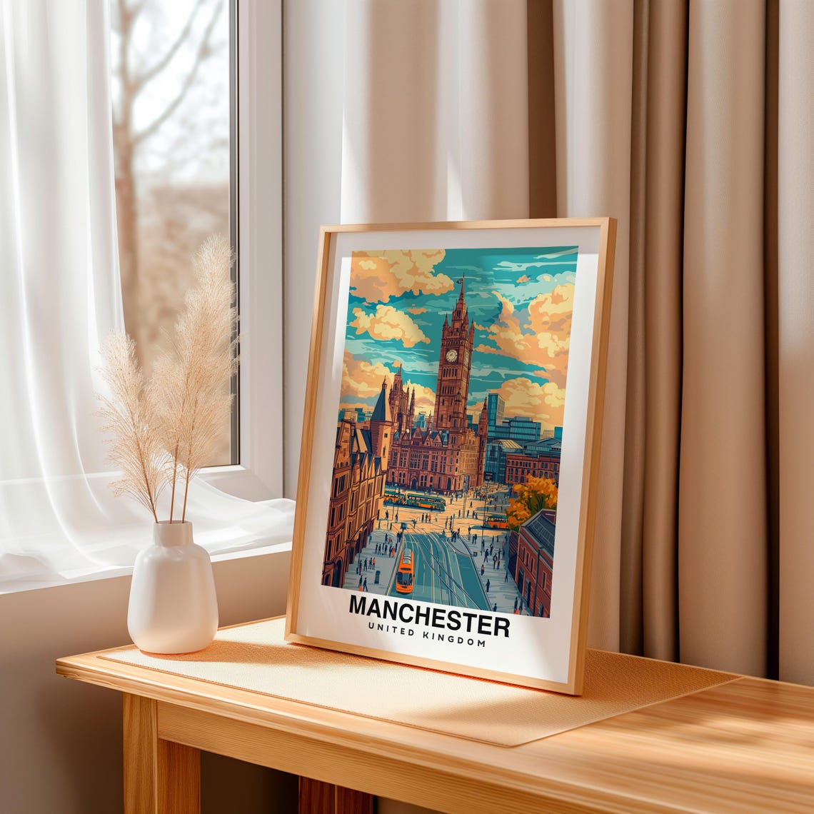 Manchester Print England Poster Travel Wall Art Cityscape Print Uk Poster Urban Art Historic Decor Scenic Print Travel Poster - Image 3
