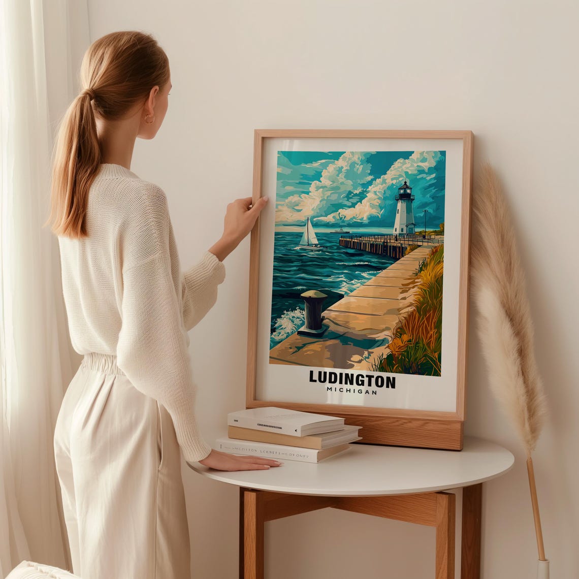 Ludington Print Michigan Poster Ludington Views Ludington Art Michigan Charm Ludington Beauty Scenic Landscape Lake Michigan - Image 2