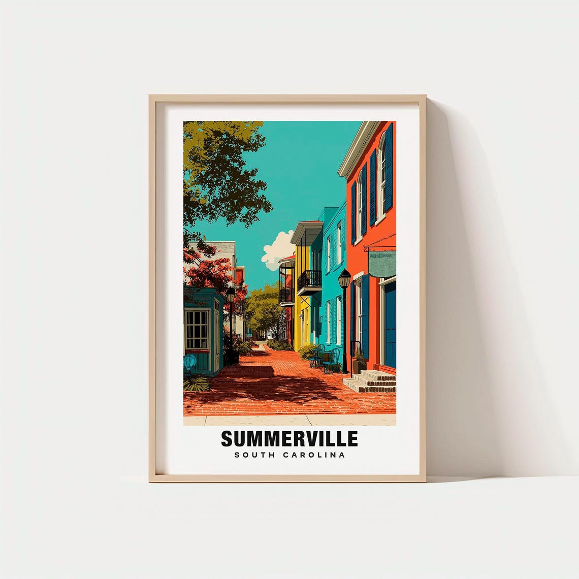 Summerville Print South Carolina Poster Town Views Travel Art Southern Charm Historic Scene Urban Beauty Peaceful Streets Rural