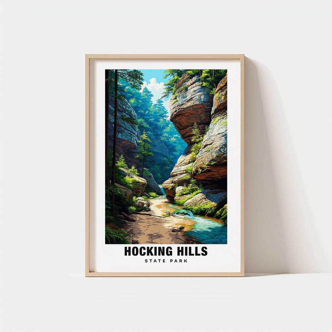 Hocking Hills Forest Canyon Stream Ohio State Park Travel Poster